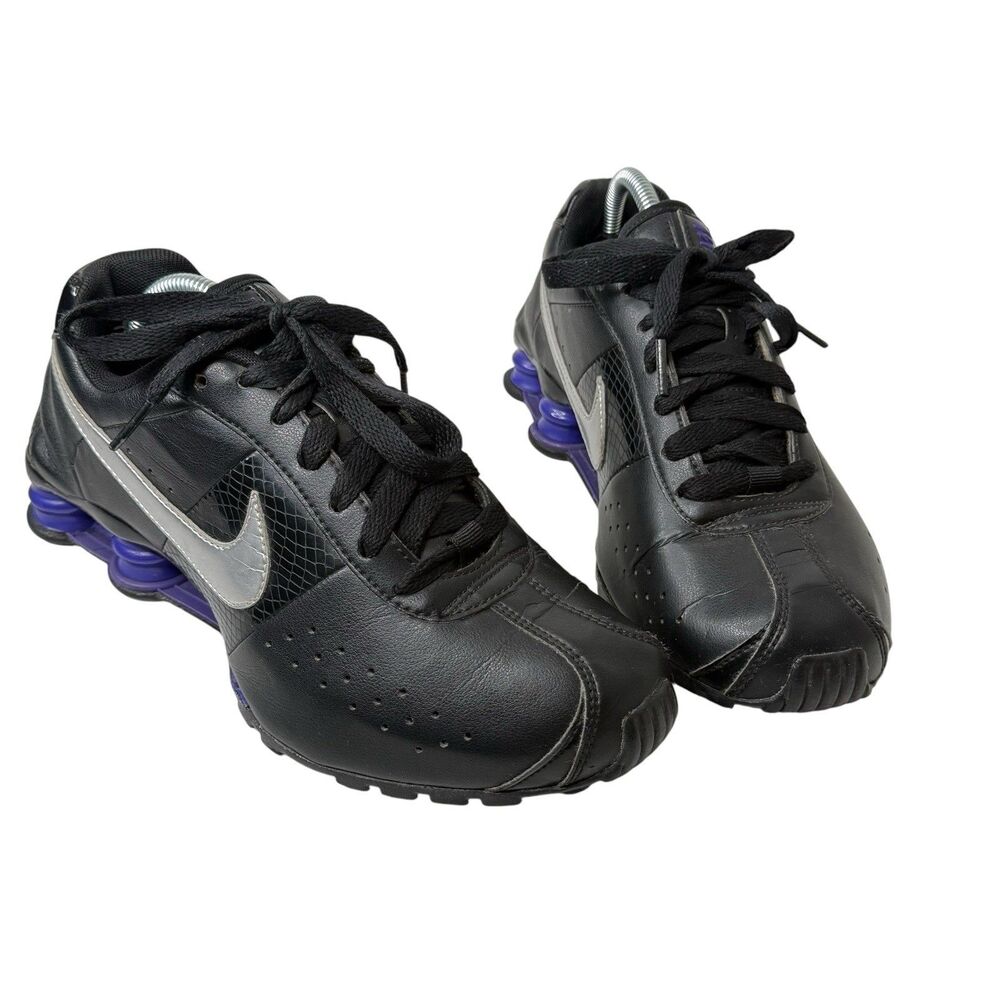Nike Shox Classic II Black Purple Leather Sneakers 343907-005 Womens 7.5 Gym Y2K